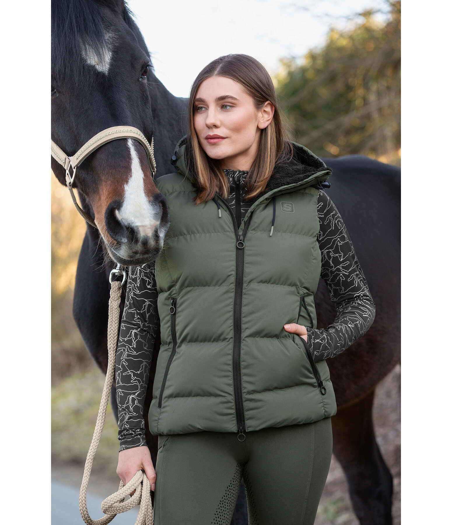 Gilet d'quitation matelass  capuche  Mira III