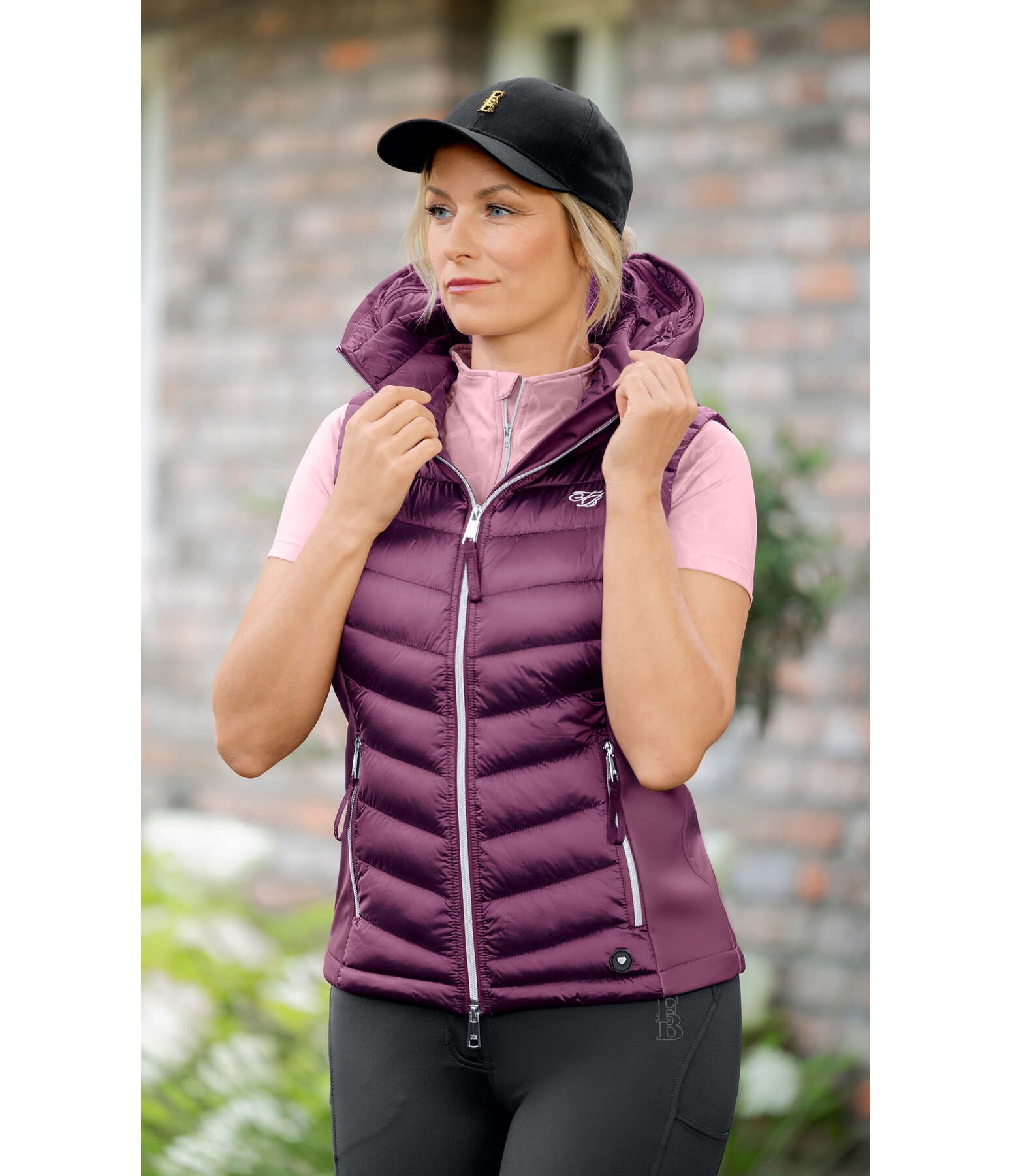 Gilet d'�quitation bi-mati�re � capuche  Zoey