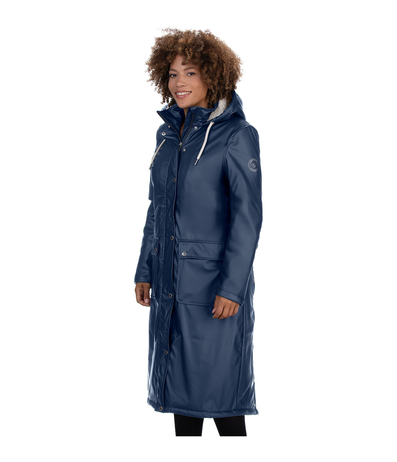Manteau de pluie long � capuche doubl� en fourrure Teddy  Paris