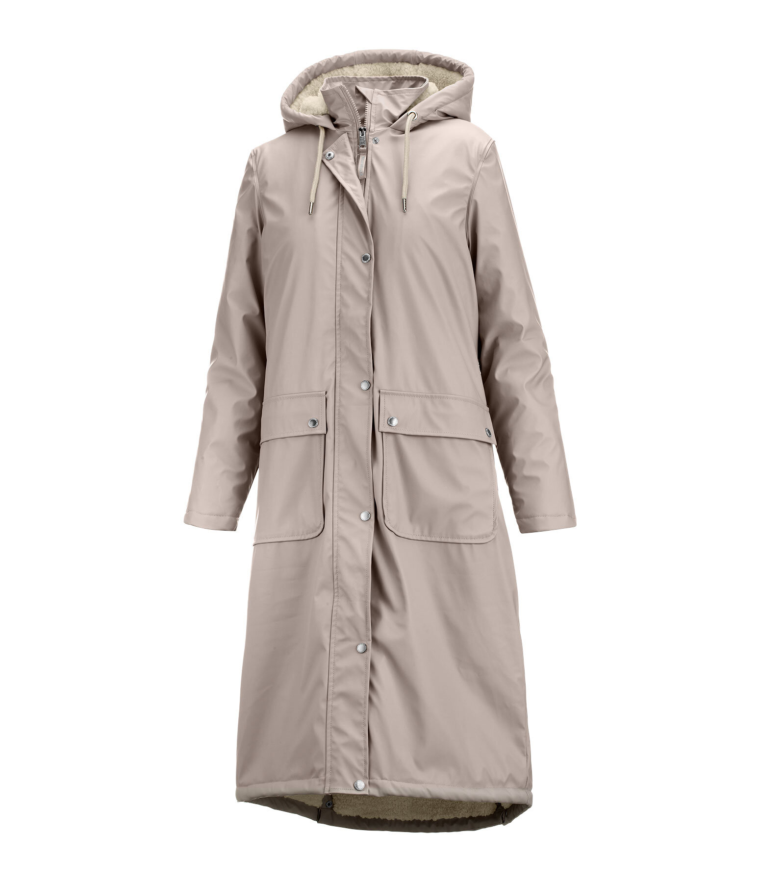 Manteau de pluie long � capuche doubl� en fourrure Teddy  Paris