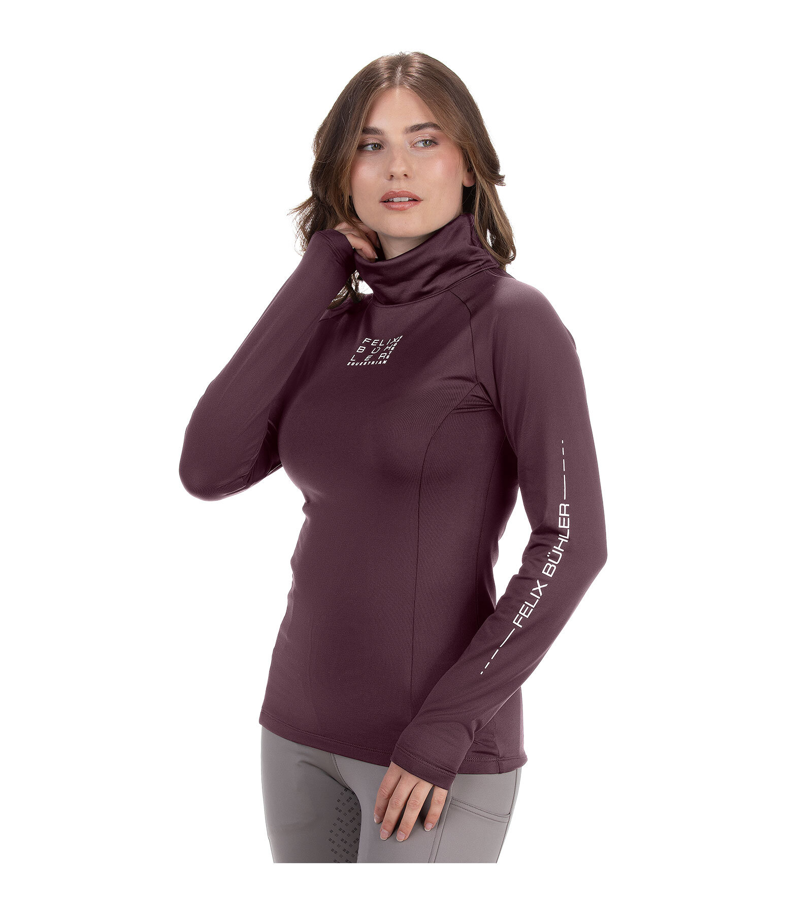 T-shirt col roul� en stretch � manches longues  Performance Jonna