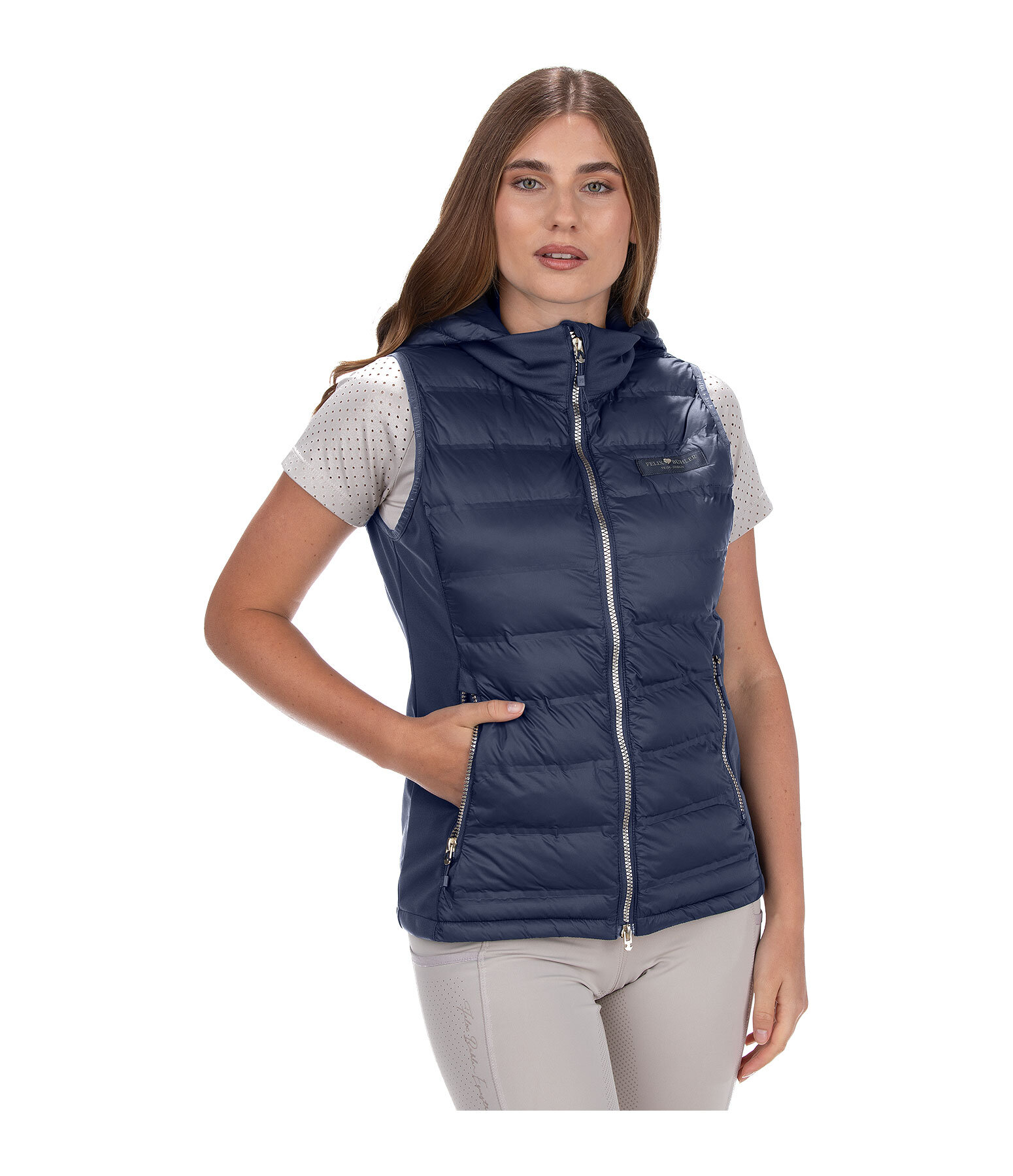 Gilet bi-mati�re � capuche  Josy