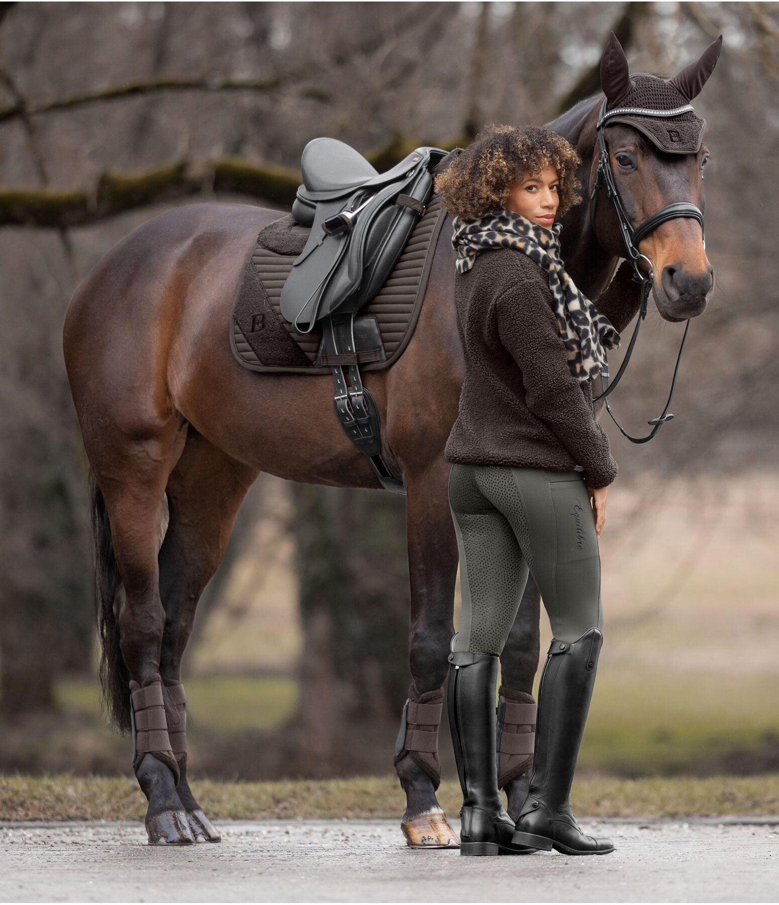 Pantalon d'�quitation thermique hybride � fond int�gral Grip  Marleen