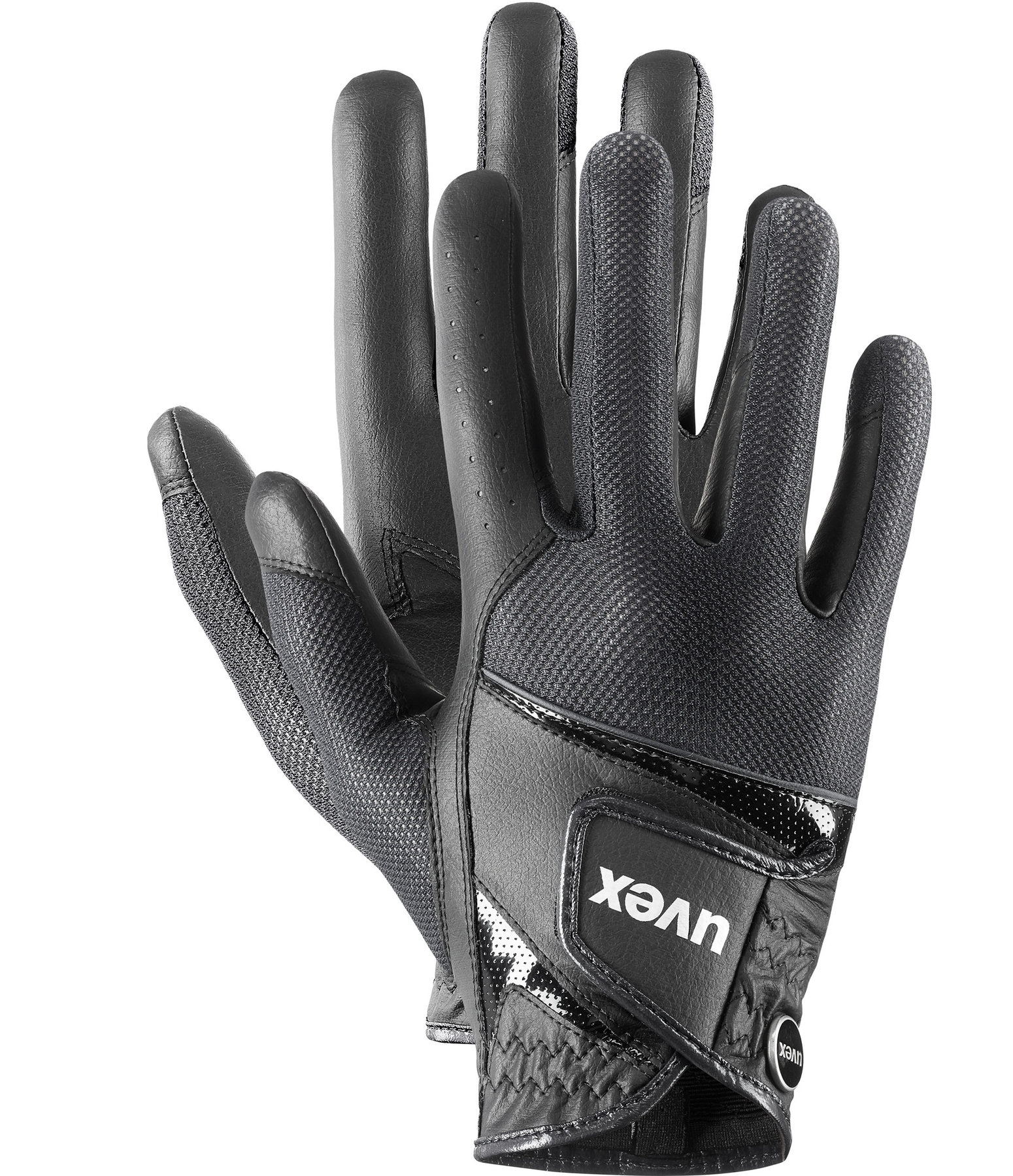Gants D'équitation En Cuir Noir Maurice - Taille M - Cuir Naturel, Renforts Paume, écran Tactile, Perforés - Pour Cavaliers