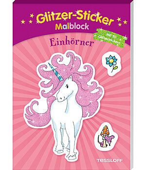 Carnet de coloriage avec stickers pailletés - Licornes - 403274