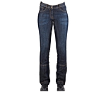 Bequeme Jeans-Jodhpur-Reithose im Five-Pocket-Style und mit Stretchbesatz aus dehnbarem, kontrastfarbenem Kunstleder. Elastische